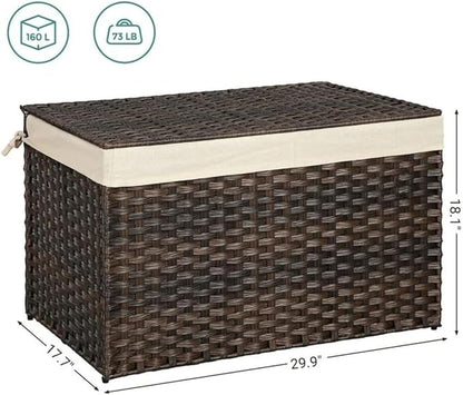 SONGMICS Storage Basket with Lid, Woven Blanket Storage Bin with Handles - Image 2