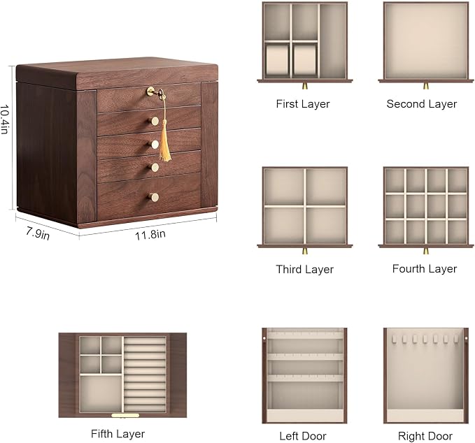 CHOSIN Black Walnut Wooden Jewelry Box - Image 5