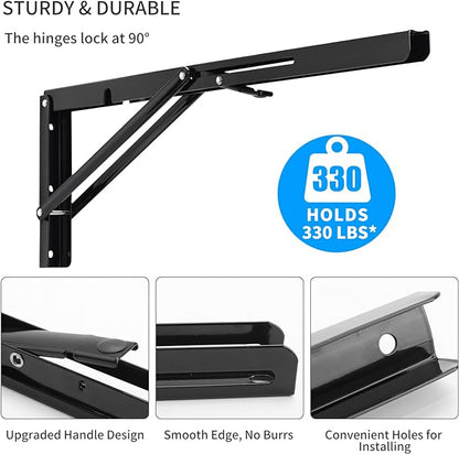 YUMORE Folding Shelf Brackets, 18 Inch Heavy Duty Collapsible Shelf Bracket - Image 3