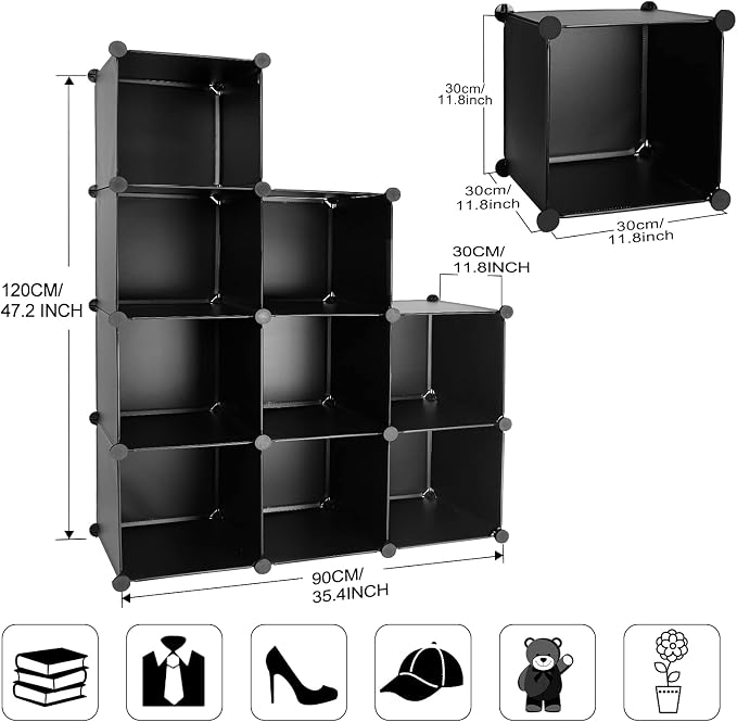 TUMUCUTE Cube Storage Organizer, 9-Cube DIY Plastic Closet Cabinet Modular - Image 3