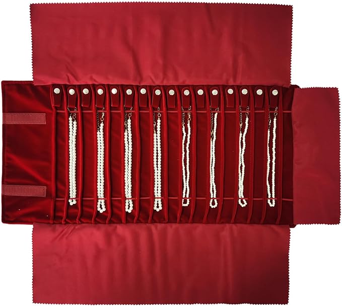 Portable Jewelry Roll Untangled Secure Necklace Travel Storage Bag Displays - Image 6