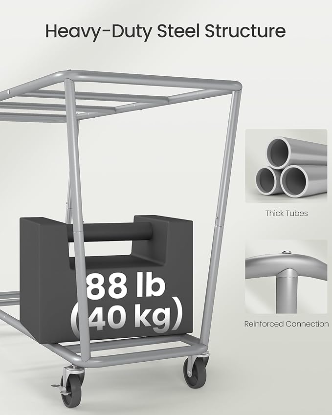 SONGMICS Laundry Basket with Wheels, 3-Section Laundry Sorter, 76.6 Gallons - Image 4