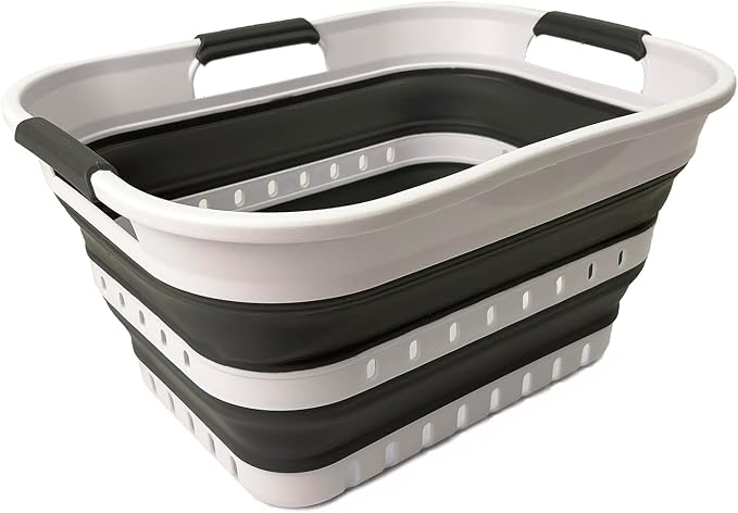 SAMMART Collapsible Plastic Rectangular Laundry Basket by SAMMART