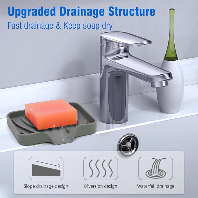 3-Pack Silicone Soap Dish Set – Bar Soap Holder - Image 2