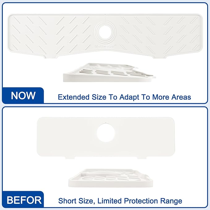 Meiliweser Faucet Mat for Kitchen Sink – 24” x 5.1” Extra-Long Silicone Splash - Image 3