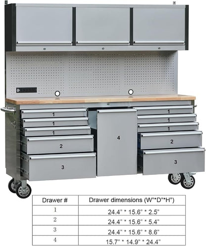 72" Stainless Steel Rolling Tool Chest - Image 7