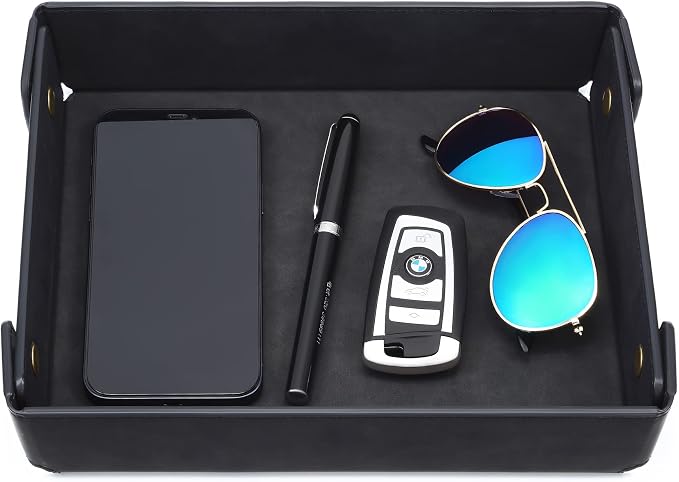 CASIRENA Father's Day Gifts Faux Leather Valet Tray Organizer by CASIRENA