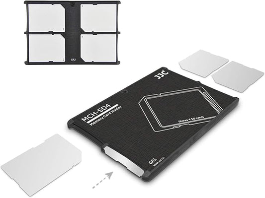 4-Slot SD Card Holder Case, Slim Ultra-Thin SDHC SDXC Memory Card Organizer by JJC
