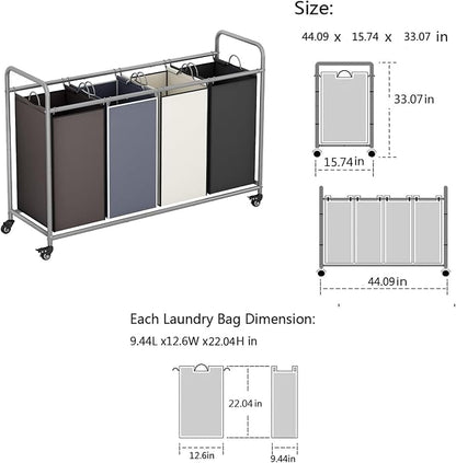Laundry Sorter 4 Section Hamper Sorter - Image 6