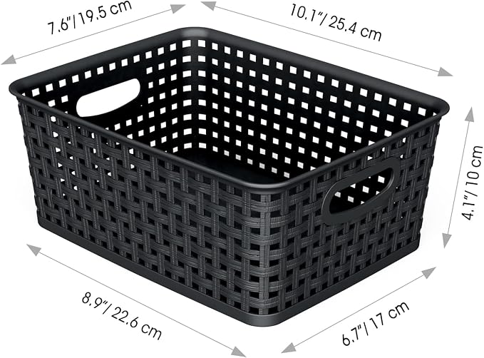 WYT 12-Pack Plastic Small Shelf Storage Weave Baskets - Image 2
