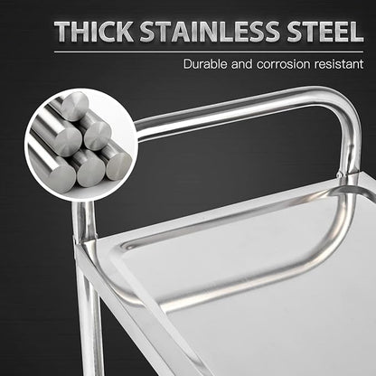 3 Shelf Stainless Steel Cart, 420 lbs, 1MM Thick, Serving - Image 5