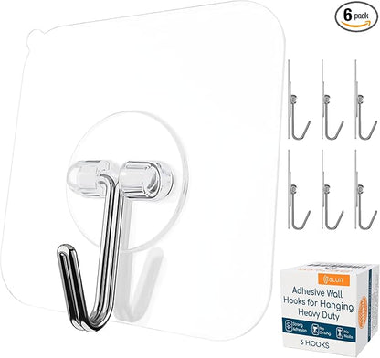 GLUIT Adhesive Wall Hooks for Hanging Heavy Duty 22 lbs Hooks for Walls No by GLUIT