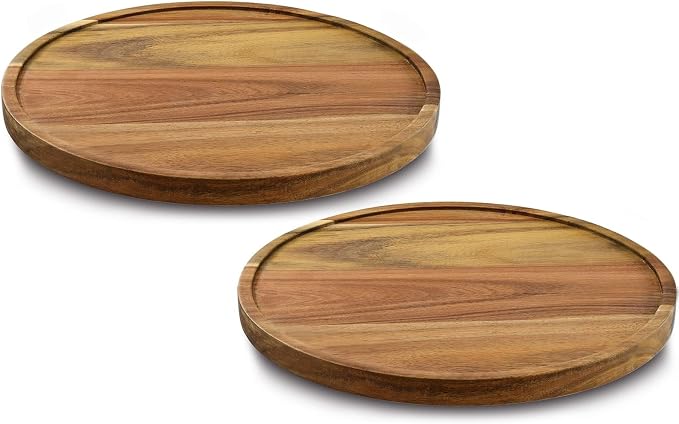 11" Acacia Wood Lazy Susan Organizer Kitchen Turntable by AUAM