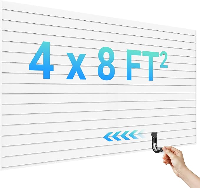 Ezlaino Slat Wall 4 FT x 8 FT, PVC Slat Wall Paneling, Upgraded & Thickened by Ezlaino