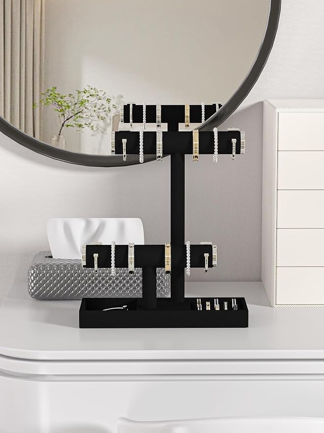 Bracelet and Necklace Holder, Velvet Jewelry Necklace Display Organizer Stand - Image 4