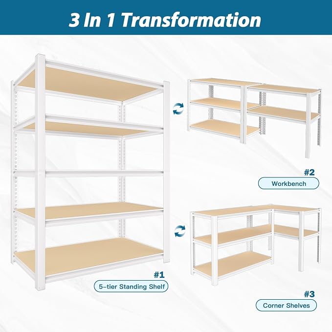 PrimeZone 4 Packs 36" W x 16" D x 72" H Closet Storage Shelves - Image 6