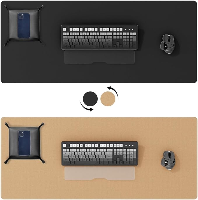DAWNTREES Dual Sided Desk Mat, Leather Desk Pad, 47.2''x15.8'', Cork Desk Mat - Image 3