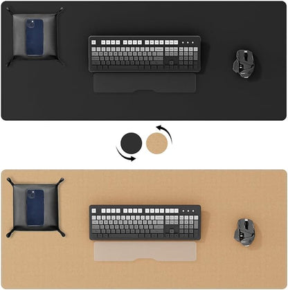 DAWNTREES Dual Sided Desk Mat, Leather Desk Pad, 47.2''x15.8'', Cork Desk Mat - Image 3