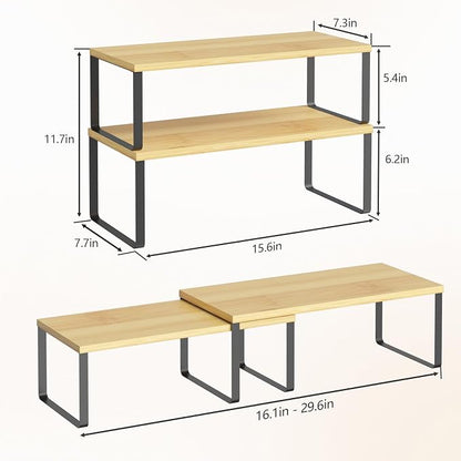 NEX Kitchen Cabinet and Counter Shelf Organizer, Stackable & Expandable - Image 3