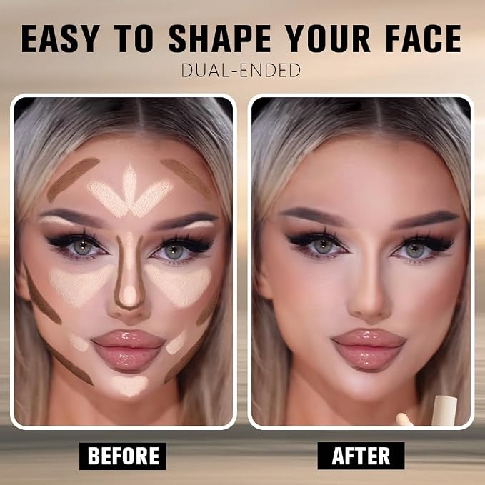 evpct Nuetral Nude & Beige Cream Contour Stick Face Body Makeup Dual Ended - Image 4