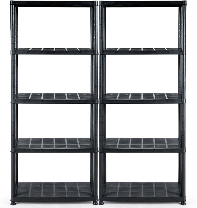IRONMAX 5-Tier Plastic Storage Shelves, Light Duty Storage Shelving Unit by IRONMAX