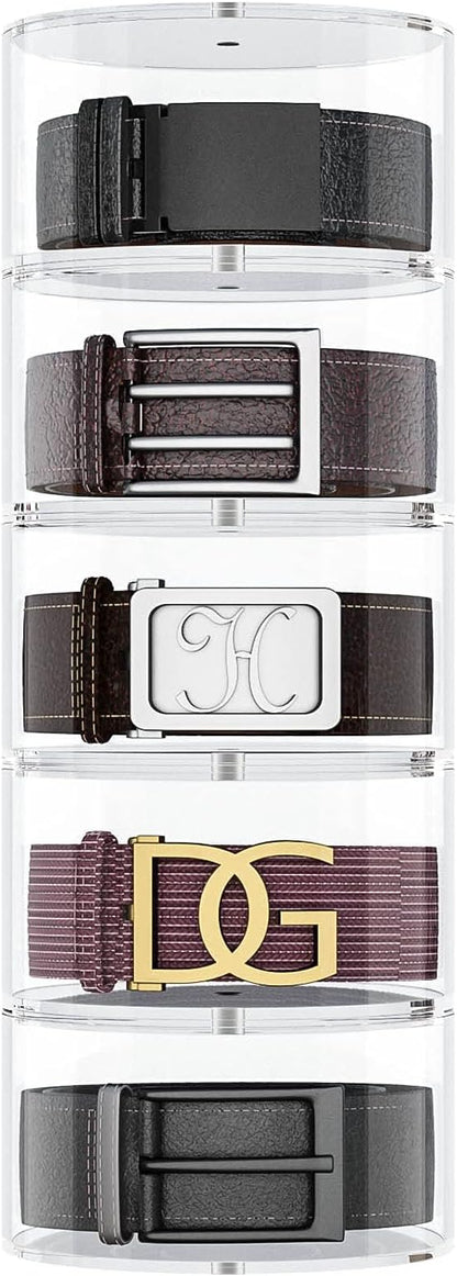 NIUBEE Belt Organizer, Acrylic 5 Layers Belt Case Storage Holder and Display by NIUBEE