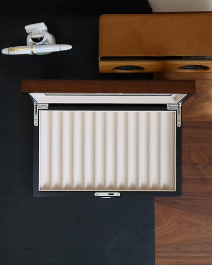 Wooden Pen Display Case – 12 Slot Lockable Fountain Pen Storage Box, Gift - Image 4