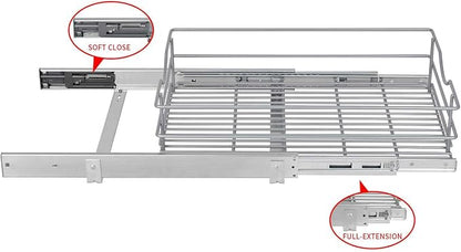 Pull Out Cabinet Organizer, Soft Close Slide Out Drawer, 1 Tier Pull Out - Image 6