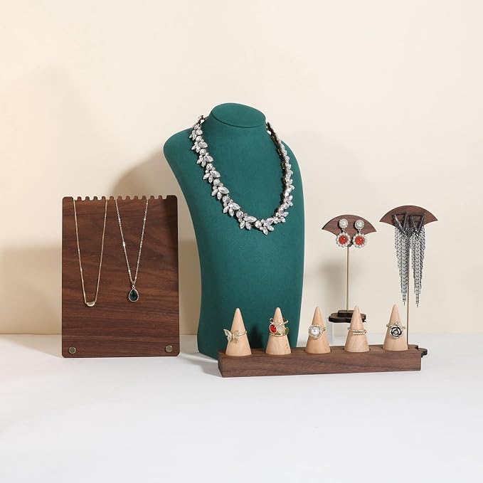 GemeShou Green necklace hanger jewelry organizer, Velvet jewelry stand necklace - Image 4