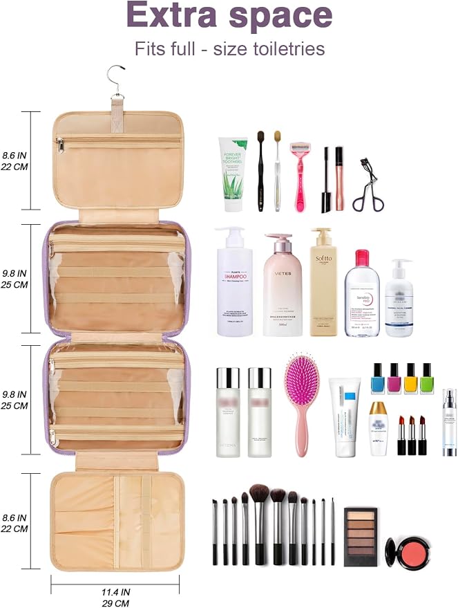 Women's Hanging Toiletry Bag, Waterproof Travel Cosmetic Organizer - Image 8