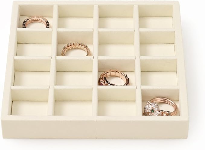 Oirlv Microfiber Stackable 16 Girds Jewelry Trays Jewelry Storage Tray Showcase by Oirlv