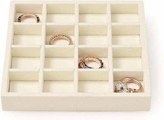 Oirlv Microfiber Stackable 16 Girds Jewelry Trays Jewelry Storage Tray Showcase by Oirlv