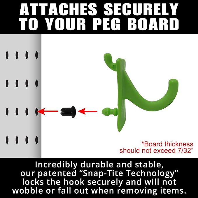 PegPro® J Hooks Kit for Standard “Wood Fiber” pegboard – Durable Plastic - Image 6