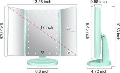 deweisn Tri-Fold Lighted Vanity Tabletop Mount Mirror - Image 2