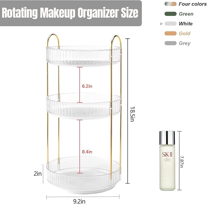 360 Rotating Makeup Organizer for Vanity, Bathroom Countertop Spinning Perfume - Image 4