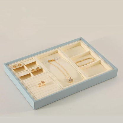 Dark Blue Jewelry Display Tray Ring Necklace Earring Bangle Organizer - Image 3