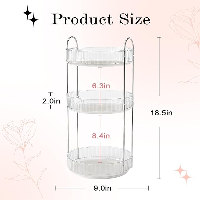360° Rotating Makeup Organizer for Vanity, Spinning Cosmetics Organizer Holder - Image 3