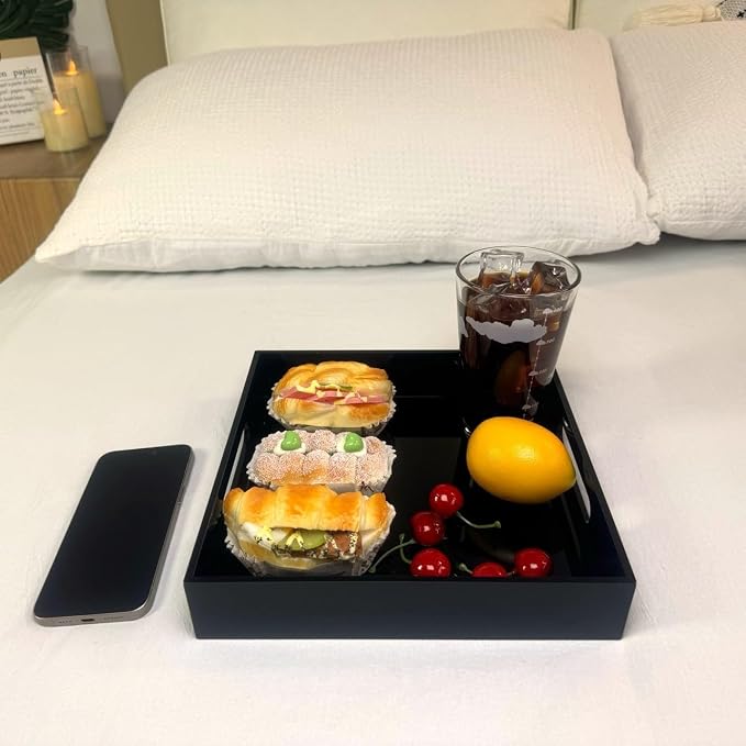 Glossy Black Sturdy Acrylic Serving Tray - Image 4