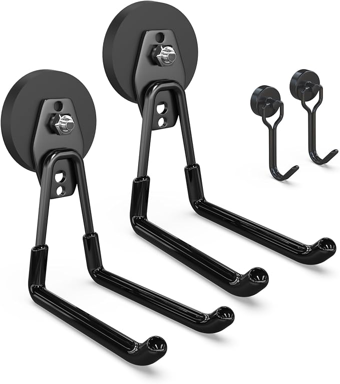 3-H Heavy Duty Magnet Garage Hooks 2 Pack, Extra Large Strong Magnetic Hooks by 3-H