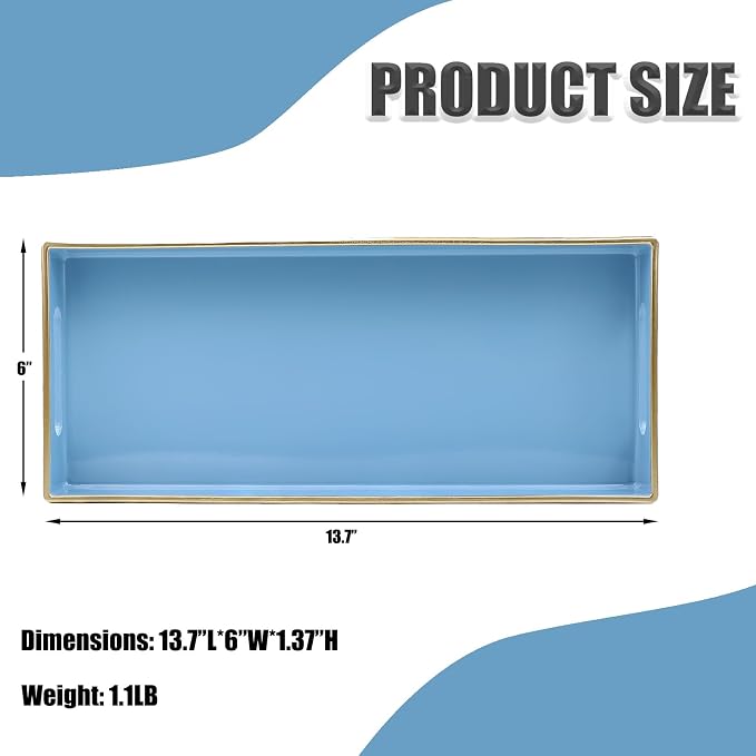 Blue Bathroom Vanity Tray for Countertop, Small Plastic Toilet Tank Versatile - Image 2