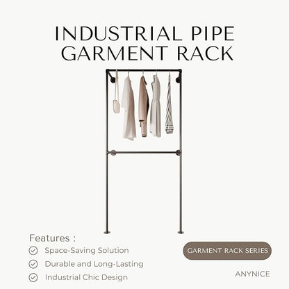 Industrial Pipe Clothing Rack, Heavy Duty Wall Mounted Clothes Rack, Retail - Image 2