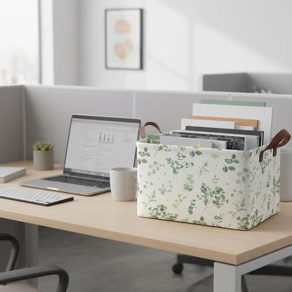 Sage Green Storage Basket Waterproof Canvas Toy Storage Bin Home Decor - Image 7