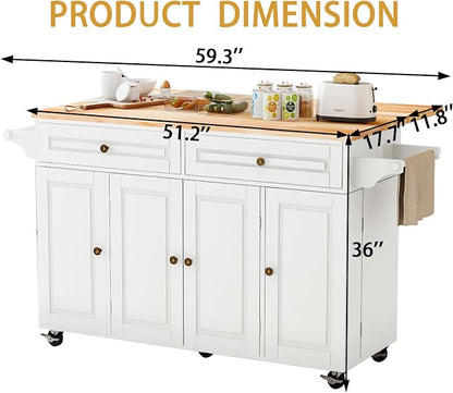 59’’ Rolling Kitchen Island Cart - Image 2