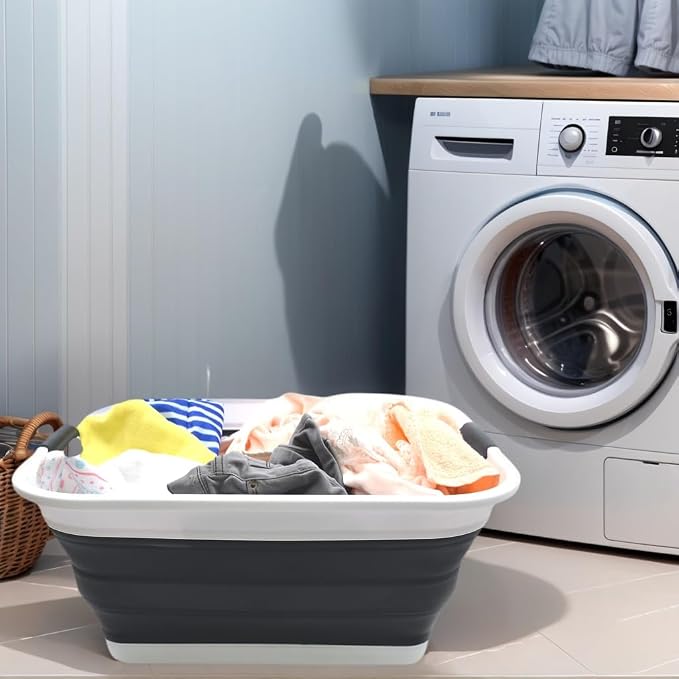 SAMMART 42L Collapsible Plastic Laundry Basket-Foldable Pop Up Storage - Image 2