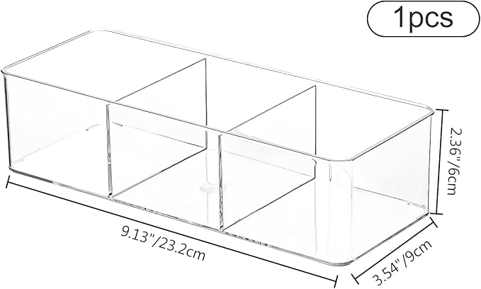 Acrylic Makeup Brush Organizers, 1 Pack 3 Section 3 Compartments Transparent - Image 2
