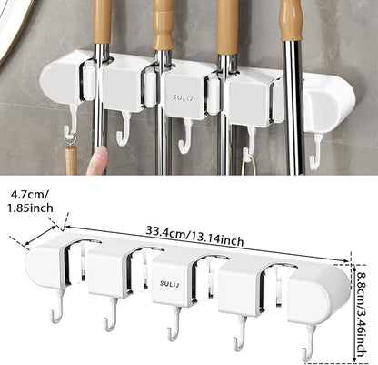 3PCS Broom Holder Wall Mount, No-Drilling Self-Adhesive Mop and Broom Storage - Image 8