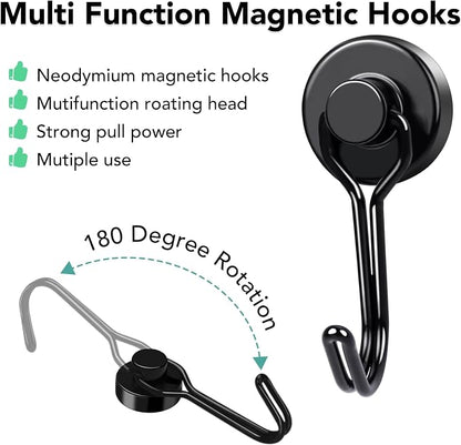 MIKEDE Magnetic Hooks 4 Pack, 40Lbs Heavy Duty Neodymium Magnet Hooks Black - Image 5