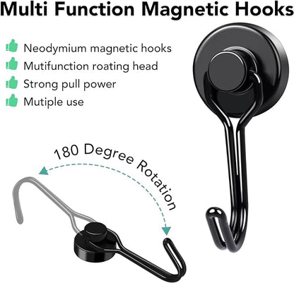 MIKEDE Magnetic Hooks, 40Lbs Heavy Duty Neodymium Magnet Hooks Black Magnets - Image 2