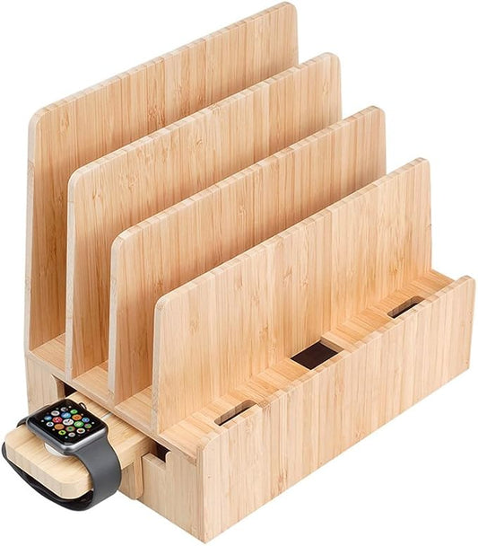 MobileVision Slim Bamboo Charging Station & Compatible Adapter by MobileVision