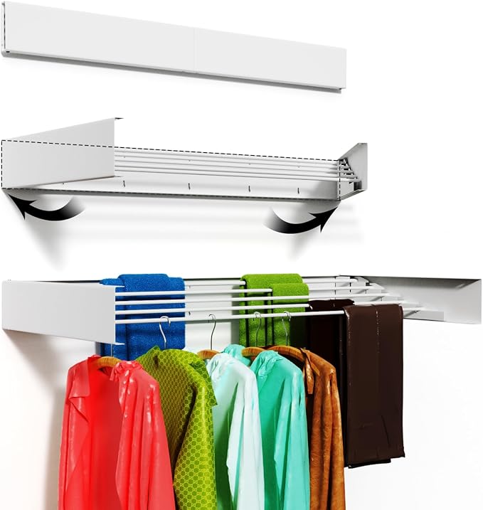 Wall Mounted Drying Rack for Laundry 40'', Folding Drying Rack Clothing Wall by BAKON